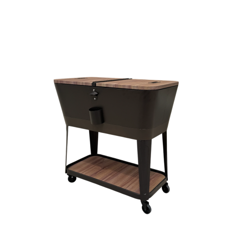 Permasteel - 80QT Patio Cooler - Tapered - Wood Grain - Brown Trim