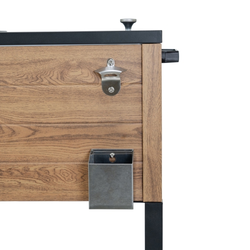 Permasteel - 80QT Rustic Wood Grain Patio Cooler w/Wicker Shelf