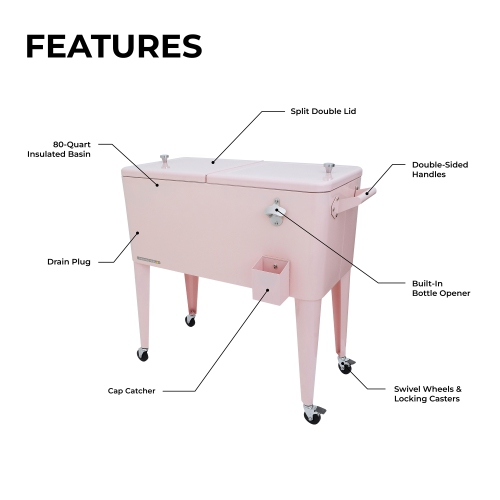 Permasteel - 80QT Patio Cooler - PINK