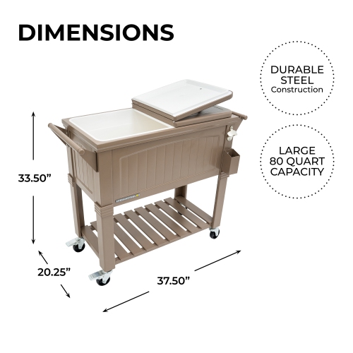 Permasteel - 80QT Furniture Style Patio Cooler - TAUPE