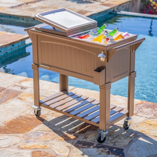 Permasteel - 80QT Furniture Style Patio Cooler - TAUPE
