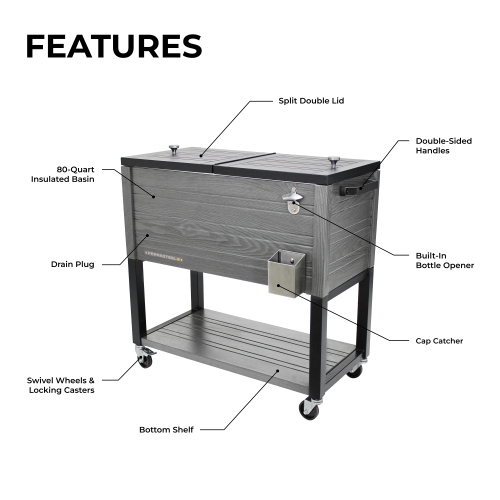 Permasteel - 80QT Furniture Style Patio Cooler - GRAY