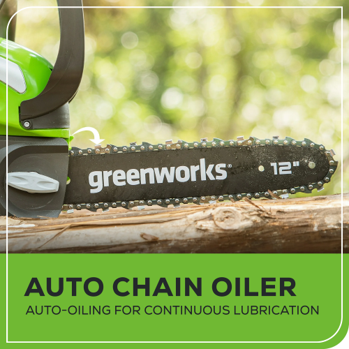 Greenworks 40V 12" Chainsaw, Battery and Charger Not Included