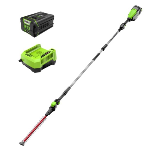 Image 1 of 10.. Greenworks 80V 20" Brushless Cordless Pole Hedge Trimmer, 2.0Ah Battery and Charger Included