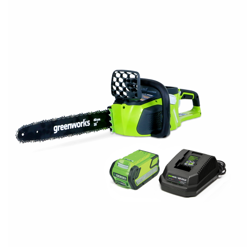 Greenworks 40V 16" Brushless Chainsaw, 4.0Ah Battery and Charger Included