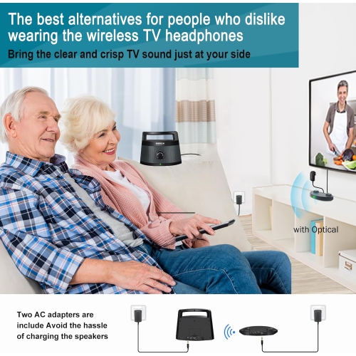 Haut-parleur sans fil SIMOLIO pour téléviseur avec entrée optique - Amplificateur auditif numérique assisté SM-621D pour aînés, mise en évidence