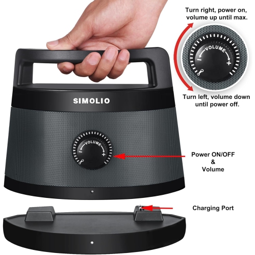 Haut-parleur sans fil SIMOLIO pour téléviseur avec entrée optique - Amplificateur auditif numérique assisté SM-621D pour aînés, mise en évidence