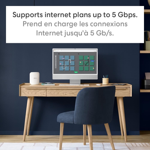 Routeur Wi-Fi 7 maillé tribande Pro 7 d'Eero - Prend en charge les forfaits Internet jusqu'à 5&nbsp;Gb/s, couverture jusqu'à 190&nbsp;m², paquet de 1