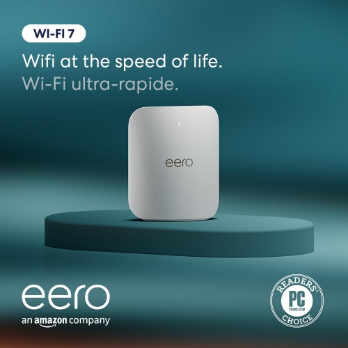 Routeur Wi-Fi 7 maillé tribande Pro 7 d'Eero - Prend en charge les forfaits Internet jusqu'à 5&nbsp;Gb/s, couverture jusqu'à 190&nbsp;m², paquet de 1