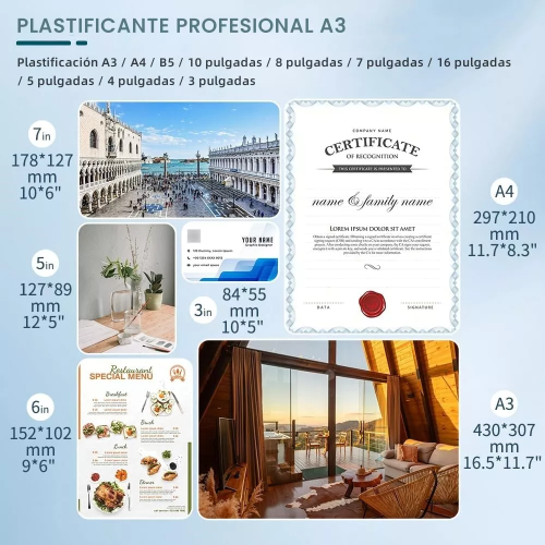 Machine à plastifier 13 pouces Machine à laminer thermique froide pour A3/A4/A5/A6, Machine à plastifier personnelle pour Home Office School