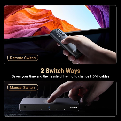 UGREEN 8K HDMI Switch 5 in 1 Out with Remote, Supports 4K@240Hz, HDR10+, HDCP 2.3, CEC, HDMI 2.1 for PS5/PS4, Xbox, Switch, TV Stick