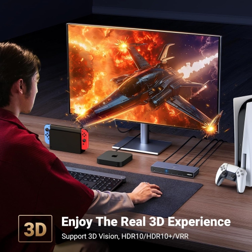 UGREEN 8K HDMI Switch 5 in 1 Out with Remote, Supports 4K@240Hz, HDR10+, HDCP 2.3, CEC, HDMI 2.1 for PS5/PS4, Xbox, Switch, TV Stick