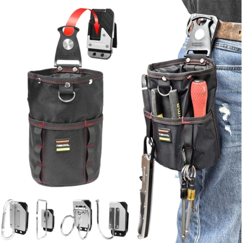 Tool Bag, Nail Bag with Removable Tool Holder, Waterproof, Durable, Lightweight Nylon, Attaches to Belt, Stores Small Items, Prevents Tools from