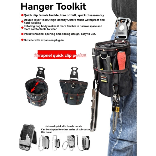 Tool Bag, Nail Bag with Removable Tool Holder, Waterproof, Durable, Lightweight Nylon, Attaches to Belt, Stores Small Items, Prevents Tools from