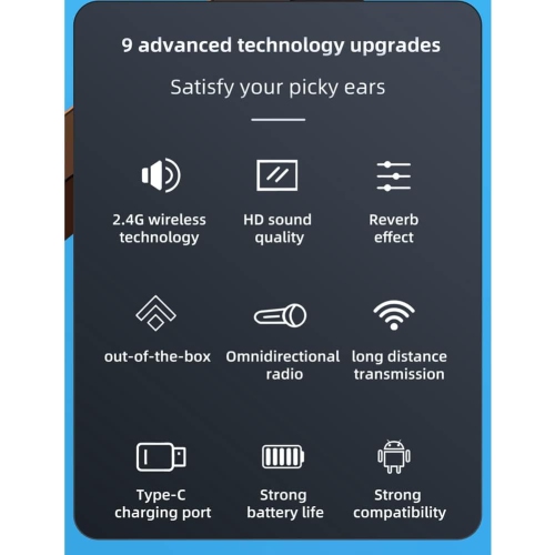 Line microphone with receiver | 360° noise reduction and 20m long distance lavalier microphone for video recording | Plug and play compatible with