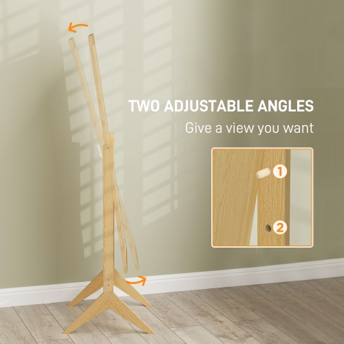 HOMCOM Full Length Mirror, Free Standing Full Body Mirror with Rectangular Frame, Adjustable Angle for Dressing Room, Bedroom, Living Room, Oak