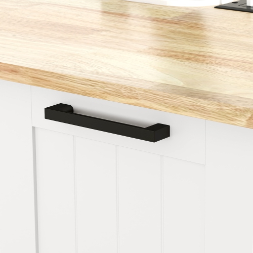 HOMCOM Rolling Kitchen Island with Drop Leaf, Power Outlet, Wood Top, Storage, Kitchen Cart with 2 Drawers, 2 Cabinets, Adjustable Shelf, Spice &