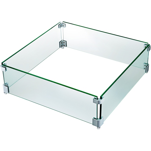 VEVOR 19" x 19" x 6" Square Fire Pit Wind Guard, Glass Flame Guard, Fire Wind Guard Fence with 5/16 Inch Thickness Clear Tempered Glass and Non-Slip
