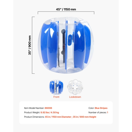 VEVOR 4FT/1.2M Inflatable Bumper Balls 1-Pack, Body Sumo Zorb Ball, Durable Thick PVC Human Hamster Bubble Knocker for Outdoor Sports Team Gaming