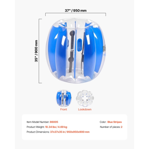 VEVOR 3FT/0.9M Inflatable Bumper Balls 2-Pack,Body Sumo Zorb Ball,Durable Thick PVC Human Hamster Bubble Knocker for Outdoor Team Gaming Play,Bopper
