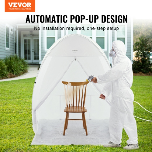 VEVOR 60x60x70in Spray Paint Shelter, Pop-Up Portable Spray Paint Tent with Built-In Floor, Exhaust Window and Storage Bag, Foldable Paint Booth for