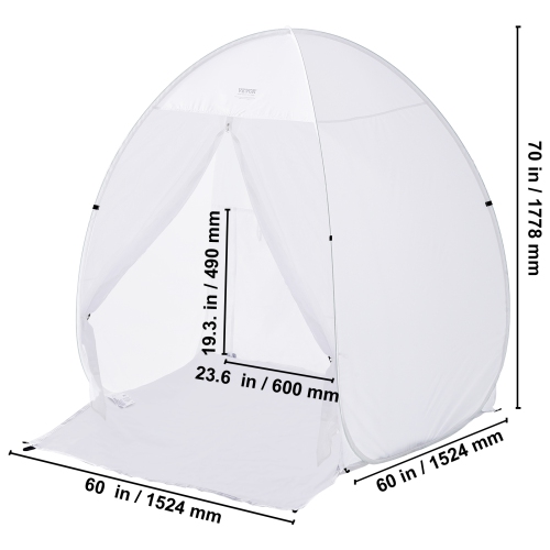 VEVOR 60x60x70in Spray Paint Shelter, Pop-Up Portable Spray Paint Tent with Built-In Floor, Exhaust Window and Storage Bag, Foldable Paint Booth for