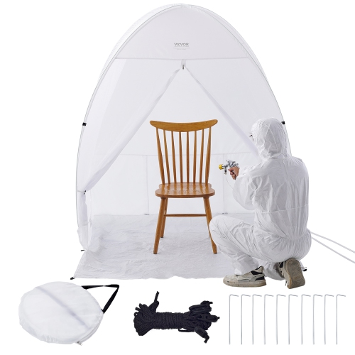 VEVOR 60x60x70in Spray Paint Shelter, Pop-Up Portable Spray Paint Tent with Built-In Floor, Exhaust Window and Storage Bag, Foldable Paint Booth for