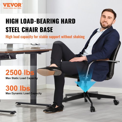 VEVOR 28" Office Chair Base Replacement, 2500 lbs Static Load Capacity, Heavy Duty Universal Computer Desk Chair Stool Base Part with Reinforced