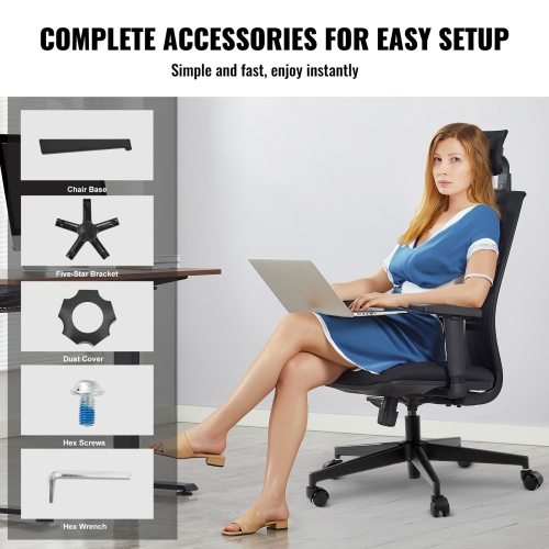 VEVOR 28" Office Chair Base Replacement, 2500 lbs Static Load Capacity, Heavy Duty Universal Computer Desk Chair Stool Base Part with Reinforced