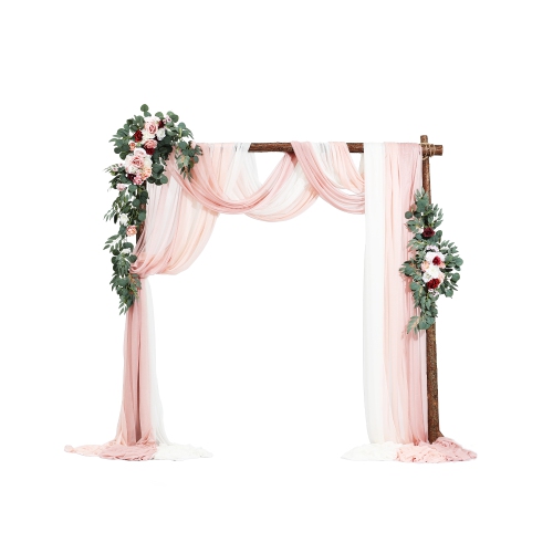 VEVOR  Artificial Wedding Arch Flowers Kit Wedding Arch Flowers \w Drapes Kit (Pack Of 5) - 2 PCs Floral Arrangement, 3 PCs Sheer Drapes, For