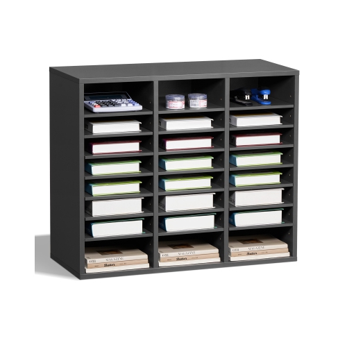 VEVOR  24 Compartments Literature Organizer, Office Mailbox w Adjustable Shelves, Wooden Mailbox Sorter Medium Density Fiberboard Office Home