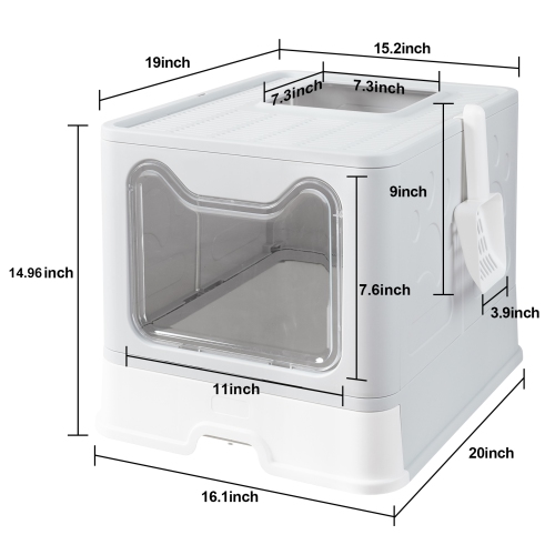 BingoPaw Foldable Cat Litter Box with Lid, Enclosed Potty, Large Top Entry Anti-Splashing Toilet, Easy to Clean Including Litter Scoop