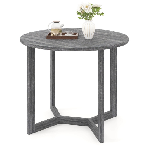 COSTWAY  36 Inch Wood Dining Table for 2-4 People With Wing-Shaped Pedestal Base Gray/black