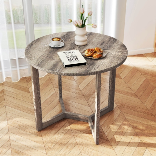 Costway 36 Inch Wood Dining Table for 2-4 People with Wing-shaped Pedestal Base Gray/Black