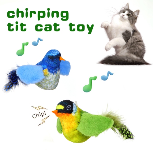 Cat Toys Chirping Bird, Suitable for Cat Wand Toys, Interactive Toys for Indoor Kitty Kitten Exercise, Blue