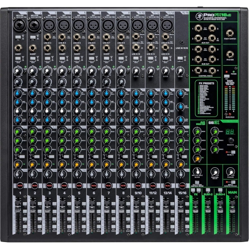 Mélangeur d'effets professionnels à 16 canaux série ProFXv3 de Mackie avec USB, préamplificateurs de micro Onyx et moteur d'effets GigFX - Non
