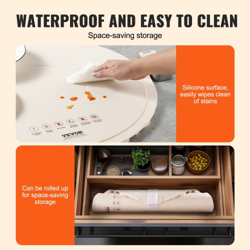VEVOR Electric Warming Tray, Food Warming Mat for Buffet, Rollable & Portable Silicone Food Warmer with 4 Adjustable Temperature Settings, Auto