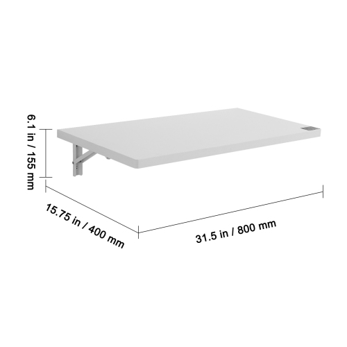 VEVOR 31.5" x 15.75" Wall Mount Drop Leaf Table, Floating Desk with Iron Bracket, Fold Down Desk for Small Spaces, Home Office, Dining, Laundry Room,