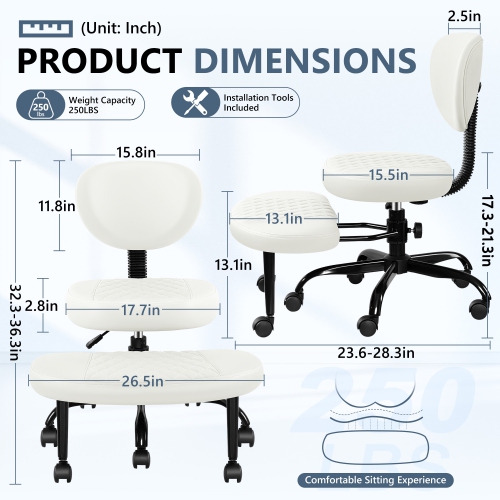 Coolse Criss Cross Chair with Wheels, Cross Legged Office, Meditation, ADHD Desk for Adults, Kneeling Chair with Lumbar Support, Adjustable Height