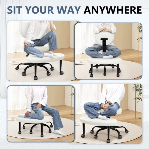 Coolse Criss Cross Chair with Wheels, Cross Legged Office, Meditation, ADHD Desk for Adults, Kneeling Chair with Lumbar Support, Adjustable Height