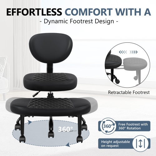 Coolse Criss Cross Chair with Wheels, Cross Legged Office, Meditation, ADHD Desk for Adults, Kneeling Chair with Lumbar Support, Adjustable Height