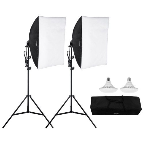 VEVOR 24" x 24" Softbox Lighting Kit, Professional Softbox with 30W 5500K LED Bulbs, Close to Natural Daylight, Adjustable Tripod Stand, Studio