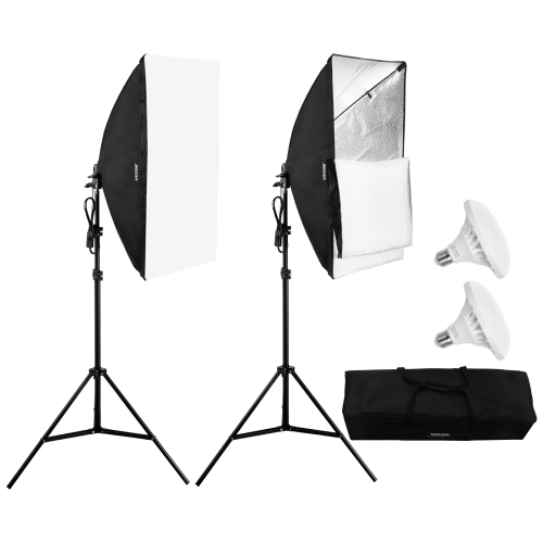 VEVOR 20" x 28" Softbox Lighting Kit, Professional Softbox with 30W 5500K LED Bulbs, Close to Natural Daylight, Adjustable Tripod Stand, Studio