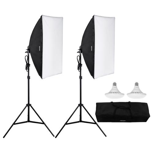 VEVOR 20" x 28" Softbox Lighting Kit, Professional Softbox with 30W 5500K LED Bulbs, Close to Natural Daylight, Adjustable Tripod Stand, Studio