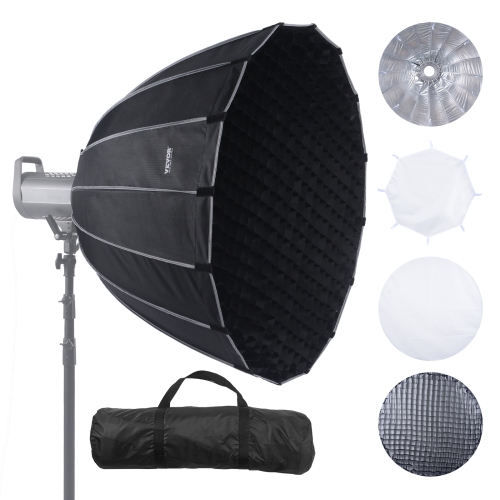 VEVOR 33 in / 850 mm Parabolic Softbox, Quick Release and Quick Fold, Lightweight and Portable, Universal Bowens Mount, 4 Lighting Effects, Fits for