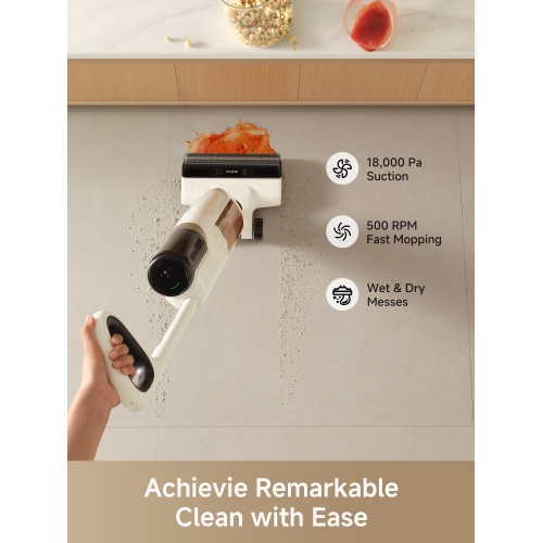 Mova K30 Mix Wet Dry Vacuum Cleaner, 4-in-1 Cordless Vacuum for Multi-Surface, 180° Lie-Flat Reach, 30Min 140°F Hot Air Drying, 0in Dual Edge,