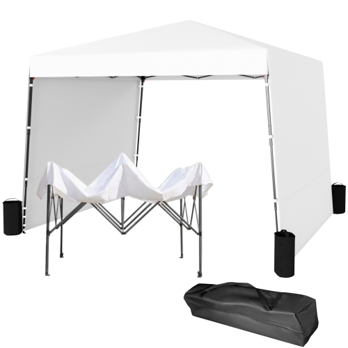 EROMMY 10x10 FT Pop Up Canopy Tent with 2 Sidewalls - Waterproof Instant Shelter for Outdoor Events, Farmers Markets, Backyard Parties - White