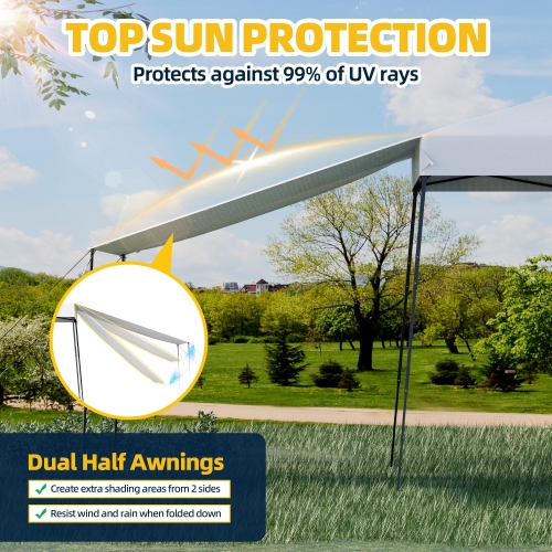 EROMMY 10x10 FT Pop Up Canopy Tent with 2 Sidewalls - Waterproof Instant Shelter for Outdoor Events, Farmers Markets, Backyard Parties - White
