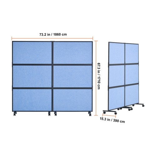 VEVOR 2 Panel Office Divider, Office Partition, Freestanding Office Divider Wall Partition & Privacy Divider Reduce Noise and Room Separation, Light