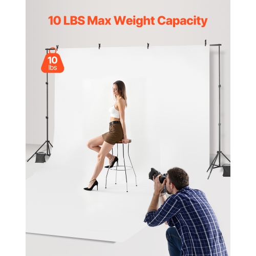 VEVOR 6.5 x 10 ft Backdrop Stand, Adjustable Photo Backdrop Stand Kit, Portable Background Backdrop Stand with 5 Crossbars, Heavy Duty Projector